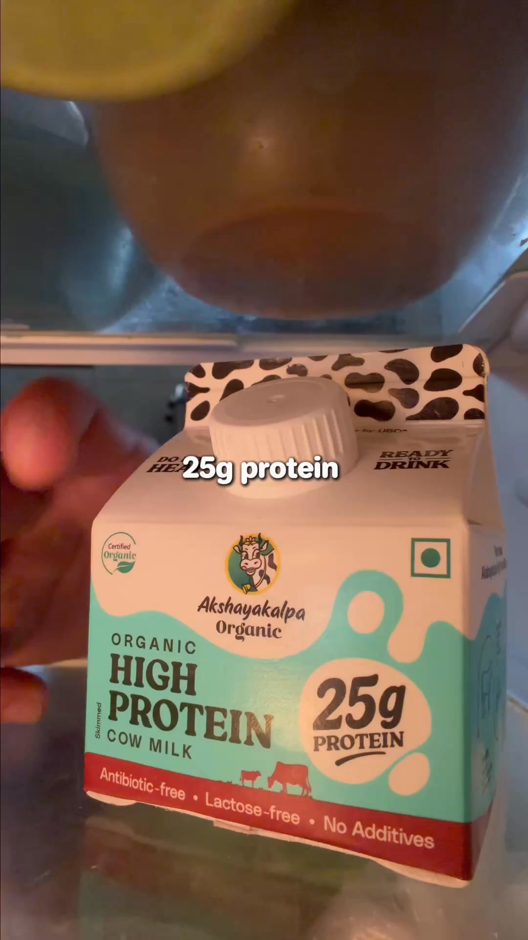 25g of protein from milk.