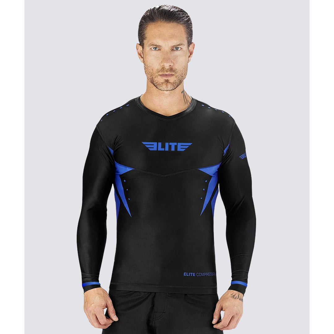 Men's Star Blue Long Sleeve Training Rash Guard
