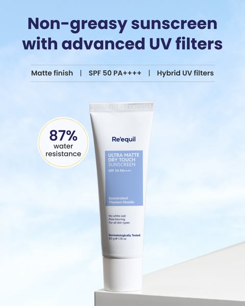 Buy Ultra Matte Dry Touch Sunscreen Gel SPF 50 PA++++ – Re'equil