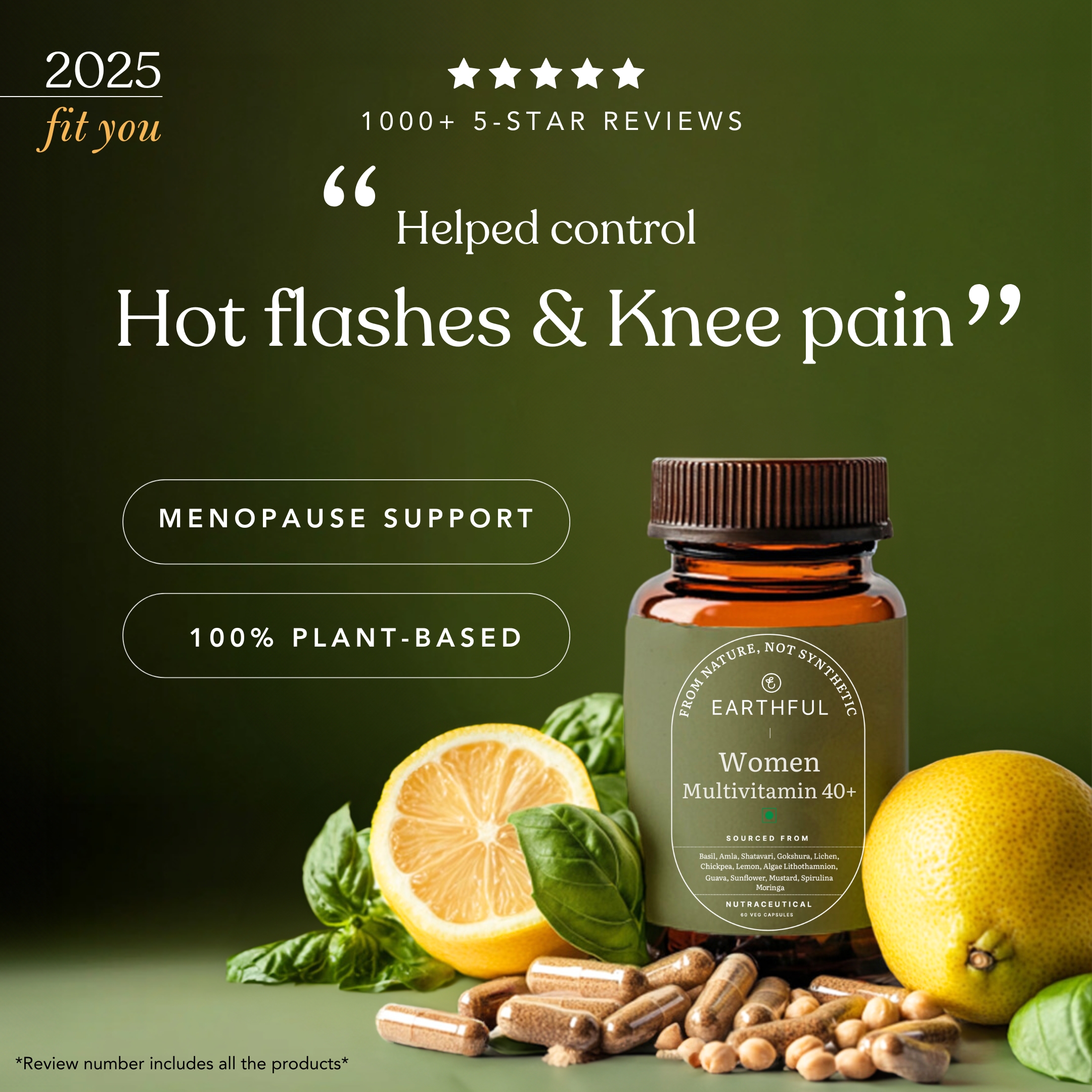 Multivitamin Women 40+Beat Menopause Hot Flashes. Reduce Discomfort with Natural Ingredients of Earthful Multivitamin for 40+