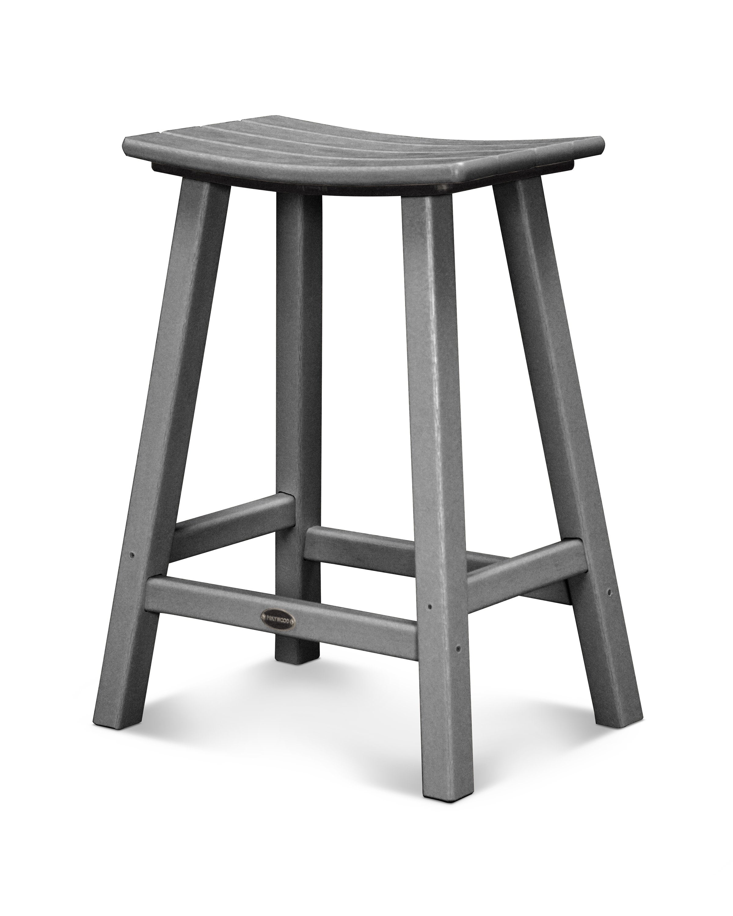 Traditional Saddle Counter Stool in Slate Grey - Size 24"