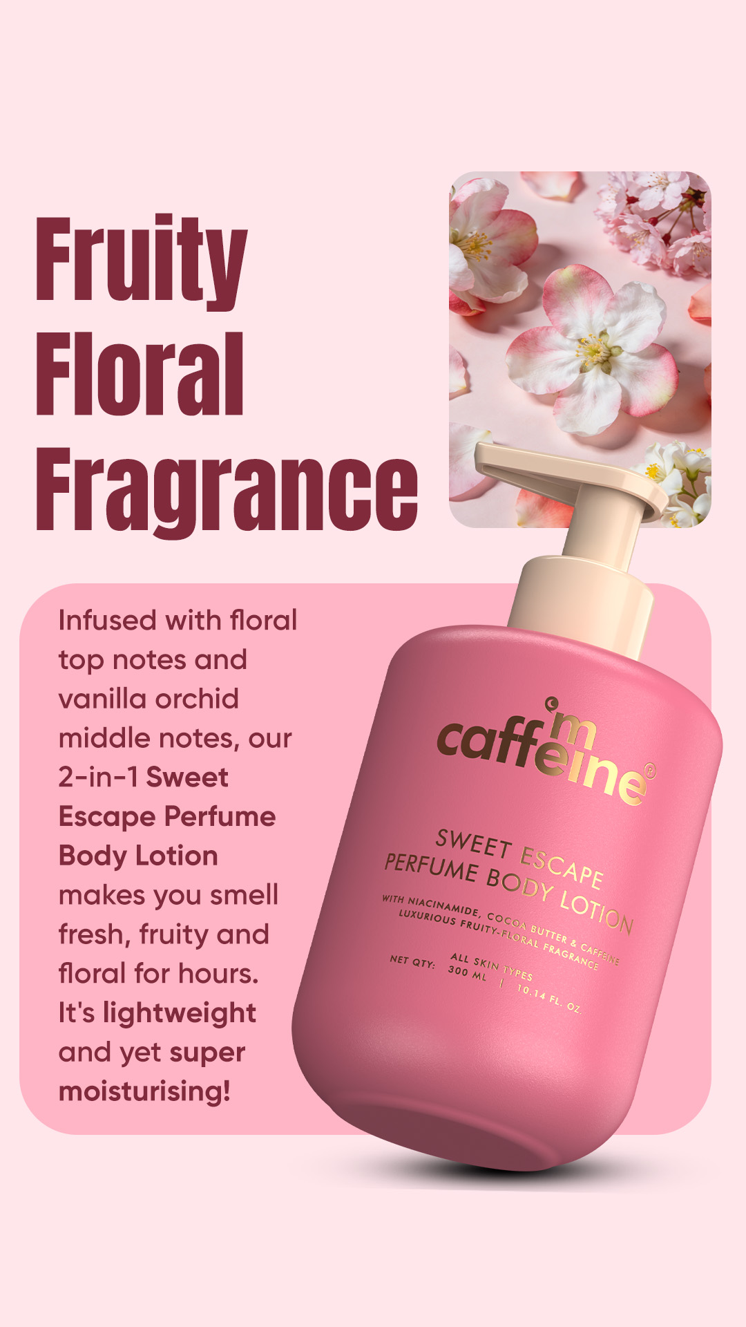 Fruity floral fragrance body lotion