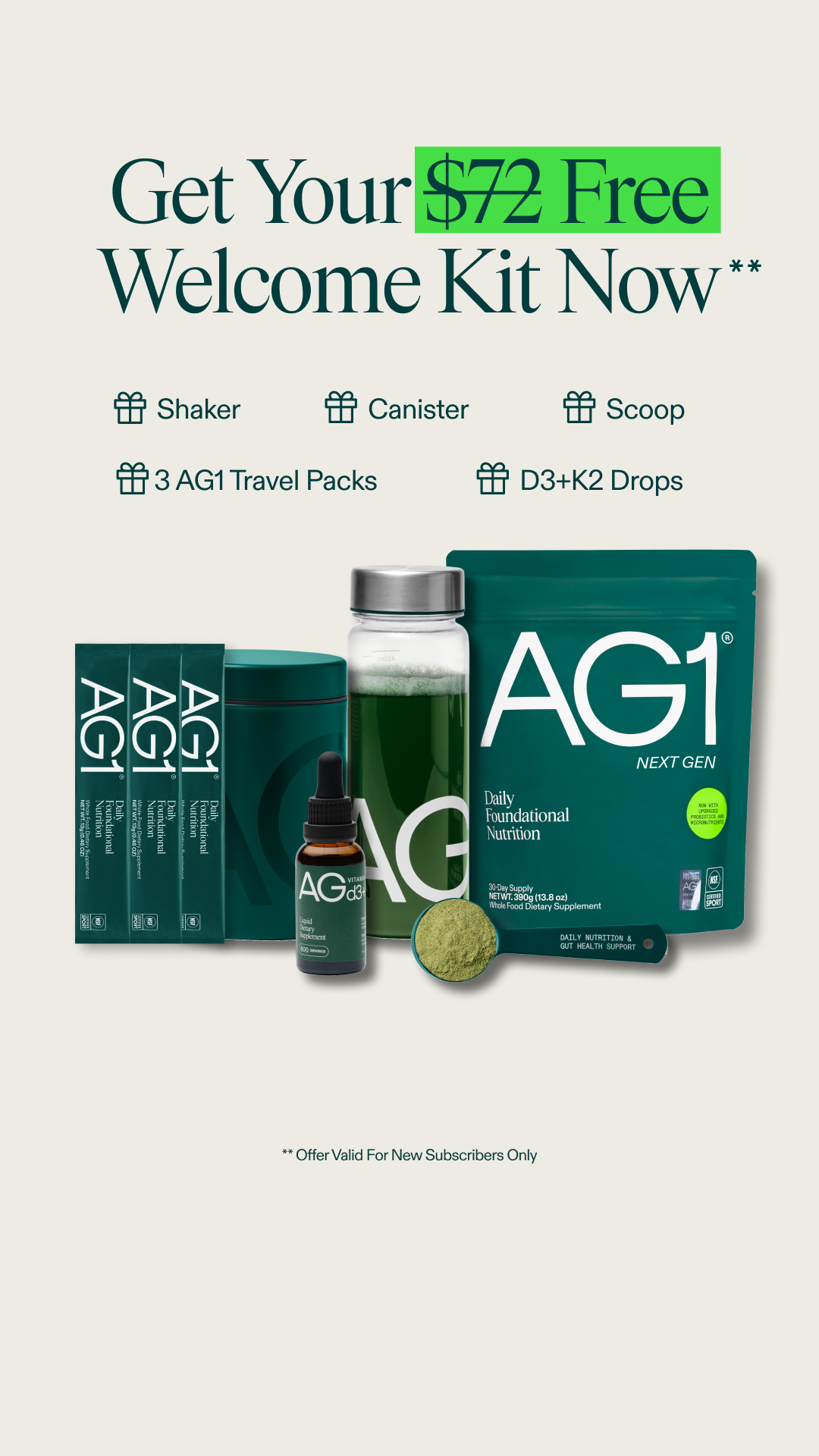 AG1 live Meta ad creative
