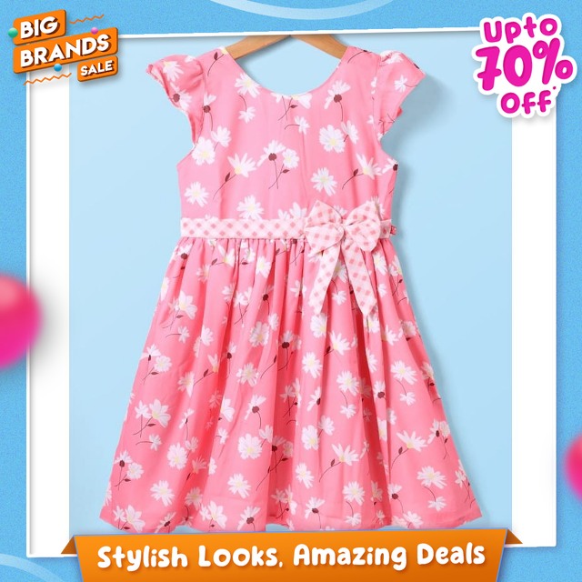 Mark & Mia Cotton Half Sleeves Layered Party Frock With Sequin Embellishment - Pink - 4 to 5 Years …