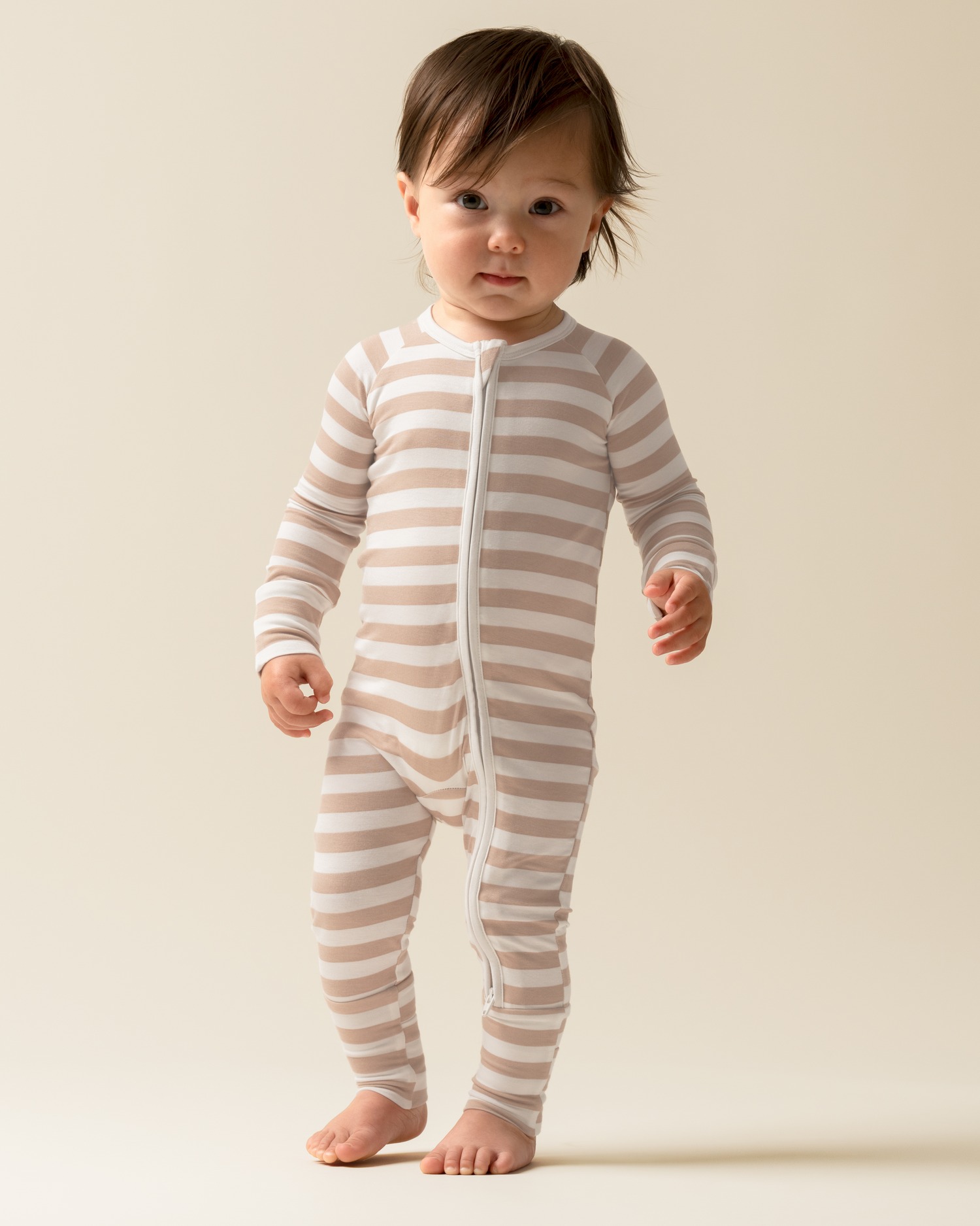 Bamboo Baby Pajama | Fawn Stripe - Newborn - Kindred Bravely