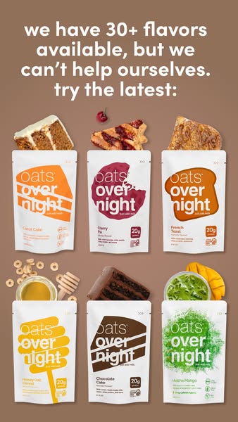 Spoon-free oatmeal. 20g Protein. 30+ flavors