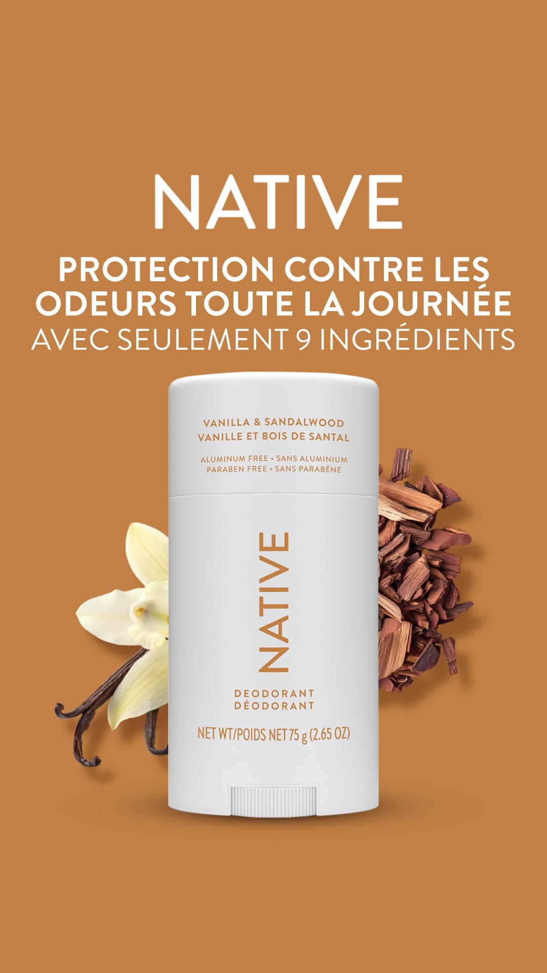 Native! Protection contre les odeurs toute la journée avec seulement 9 ingrédients!