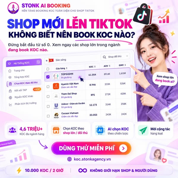 SHOP MỚI KHÔNG BIẾT NÊN BOOK KOC NÀO?
SHOP MỚI LÊN TIKTOK — GIỮA HƠN 4,6 TRIỆU KOC, NÊN BẮT ĐẦU TỪ AI?
Đây là vấn đề rất nhiều Shop mới gặp phải.
Biết phải làm Affiliate.
Biết phải tìm KOC.
Nhưng không biết:
- Nên book K