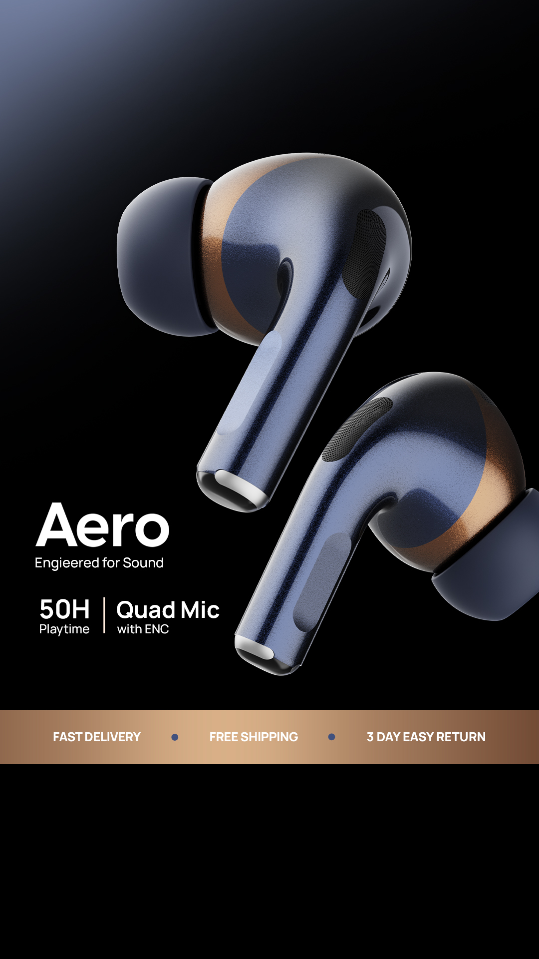 Fire-Boltt AERO - Truly Wireless earbuds
🎧 Enjoy 50 Hours Playtime with a long-lasting battery built for non-stop music.
⚡ Fast Charging Case for quick top-ups on the go.
🎵 Fine-tune your sound with App Control & Custom 