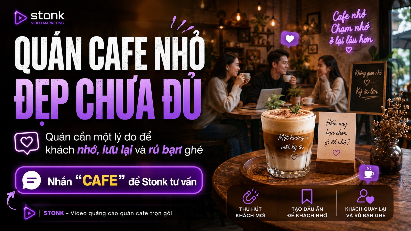 Quán cafe nhỏ không chỉ cần đẹp. Quán cần một lý do để khách nhớ, lưu lại và rủ bạn ghé.

Nhiều quán đầu tư cả trăm triệu cho mặt bằng, decor, máy móc và vận hành. Đồ uống ổn, không gian dễ chịu, góc ngồi cũng xinh. Nhưn