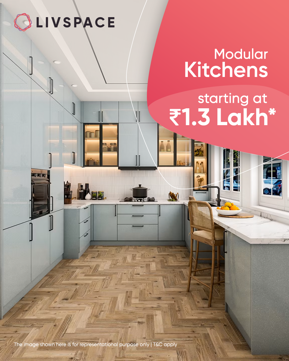 Modular kitchens that perfectly blend beauty with ergonomic designs, starting at ₹1.3Lakh. Book a free design consultation now!
*The pricing is subject to catalogue changes*

🚚 45-day installation*
✅ 146-quality checks
🛡