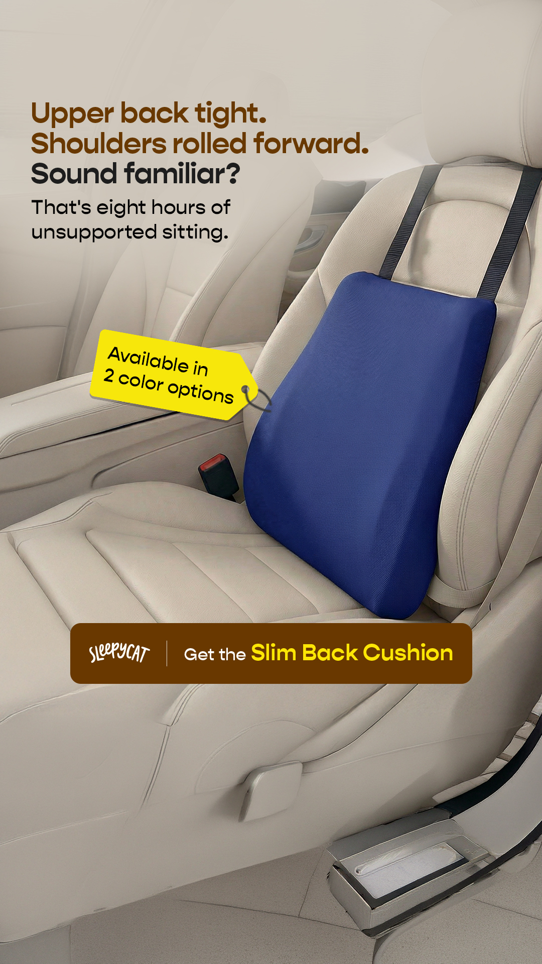 Slim yet supportive. The Slim Back Cushion improves your posture and relieves strain without adding bulk to your chair.