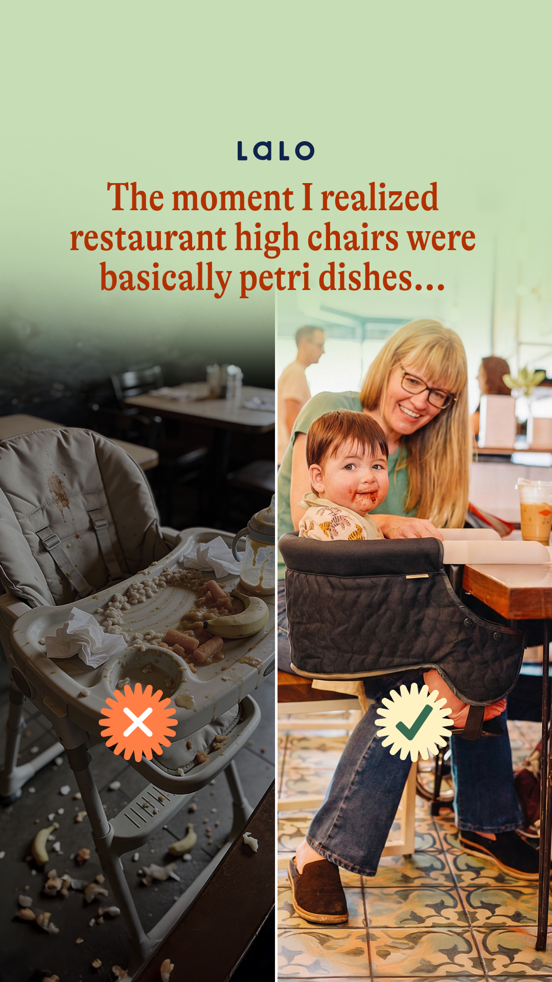POV: You finally found the hack for stress-free family dining. 🍽️

❌ No more wiping down grimy public chairs. 
✅ Baby sits right at the table with the family. 
✅ Lightweight and easy to carry. 
✅ 100% mess-ready and easy