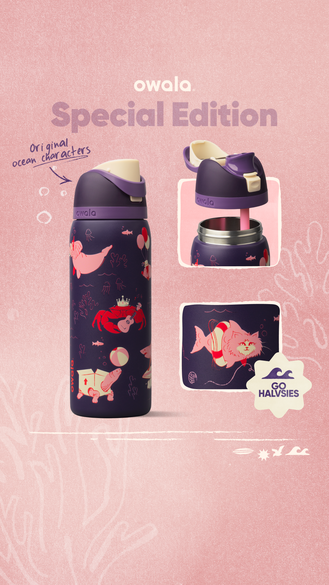 The sea is filled with mysterious creatures like seahorses, king crabs, and lionfish. Go Halvsies is a tribute to all the things big and small that we might find underwater.