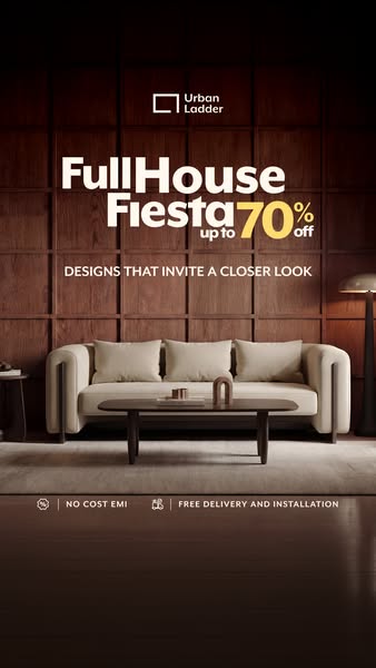 Urban Ladder’s biggest sale of the year is now live 🎉 Shop the Full House Fiesta for up to 70% off on 40,000+ designs.