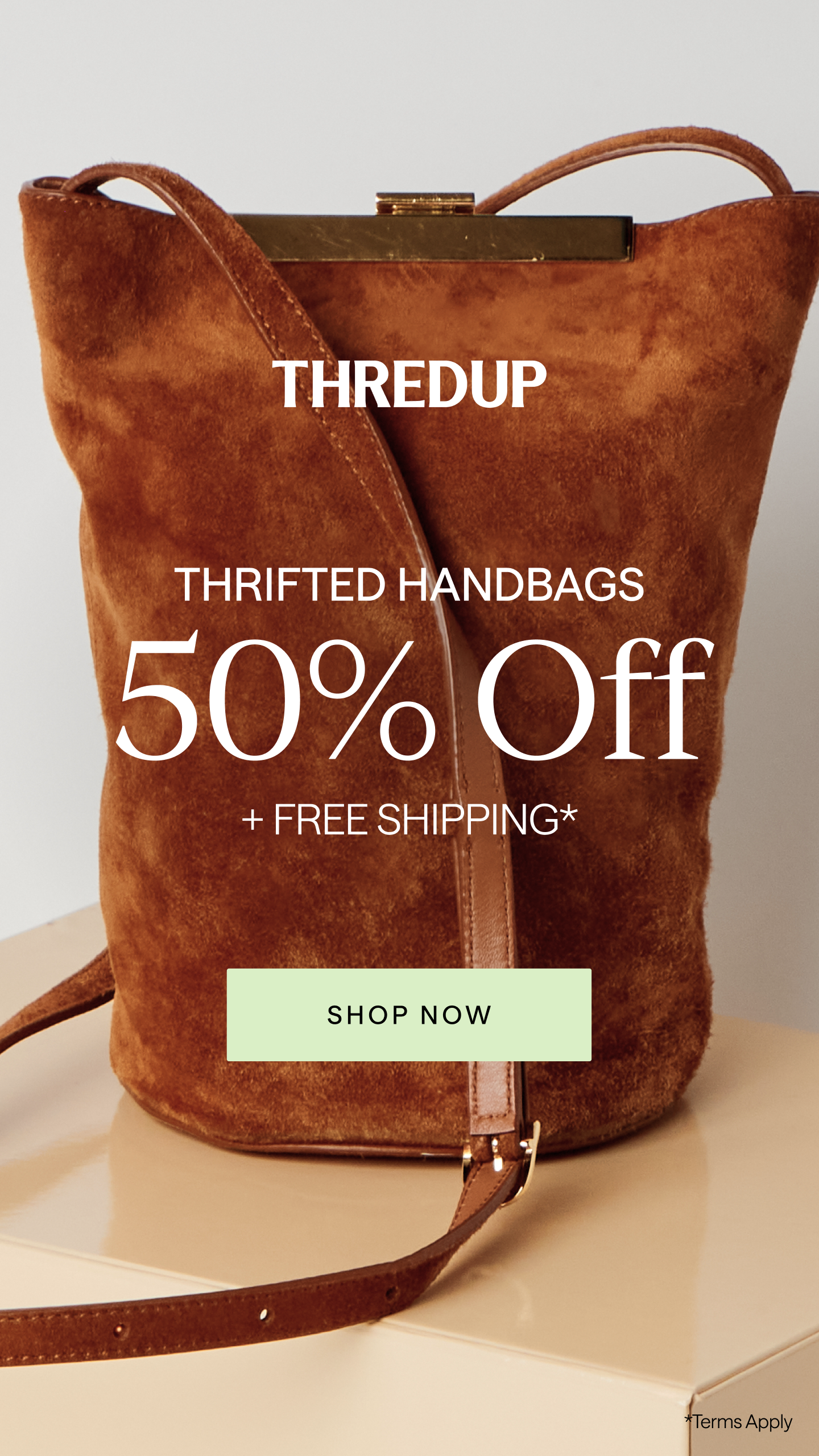 More style, less spending. Get 50% off handbags and free shipping.