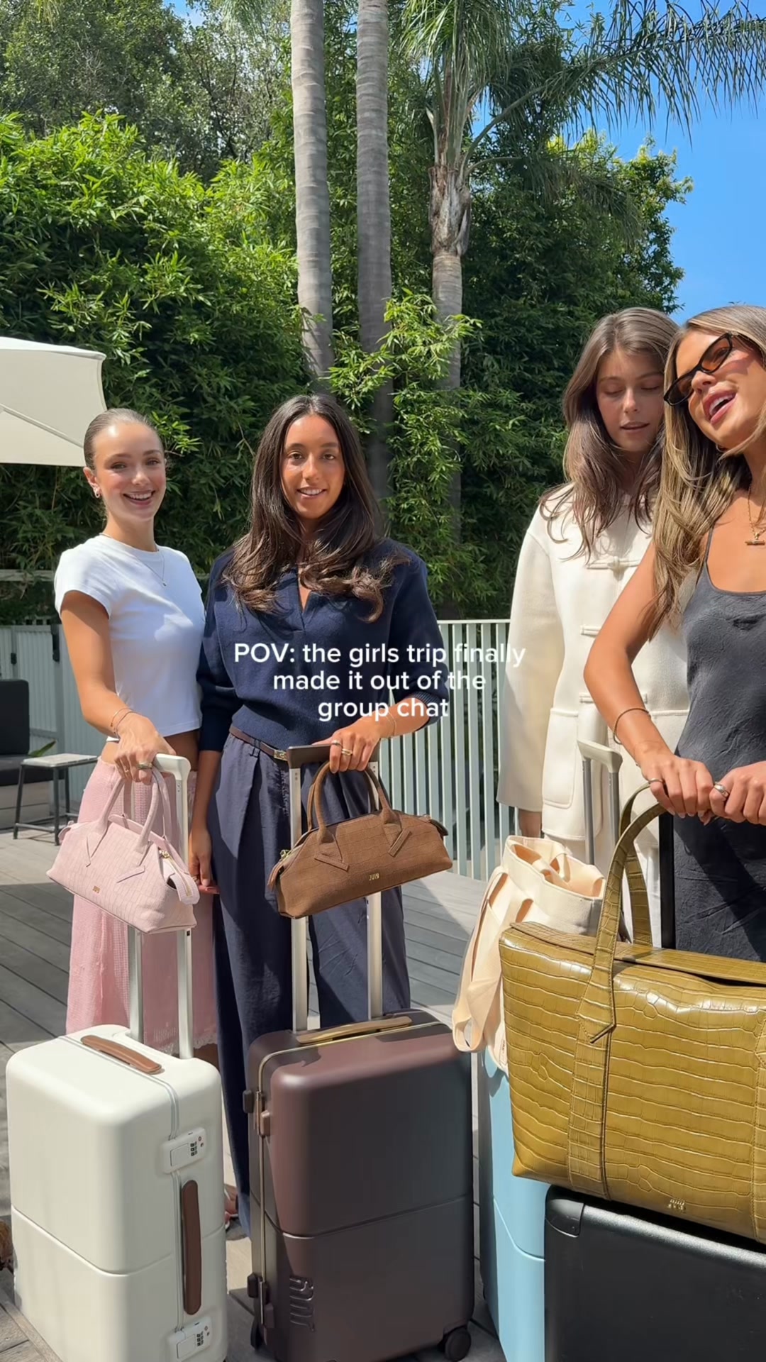The trip is booked. Now get the luggage. July comes in a color for everyone in the group.