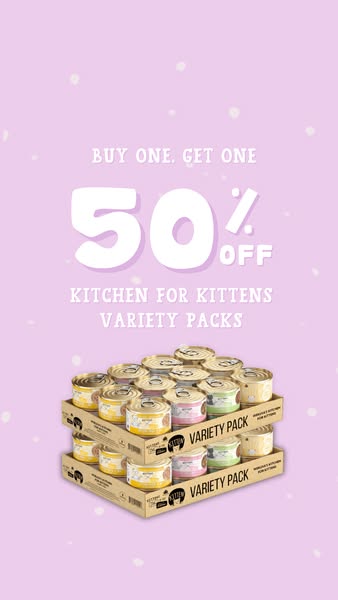 One flavor is never enough 😼 Buy one, get one 50% off Weruva Kitchen for Kittens variety packs for a limited time.