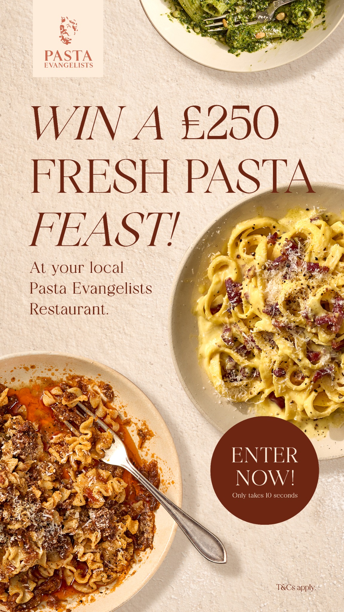 Win a £250 Fresh Pasta Feast at Pasta Evangelists. 🎁🍝