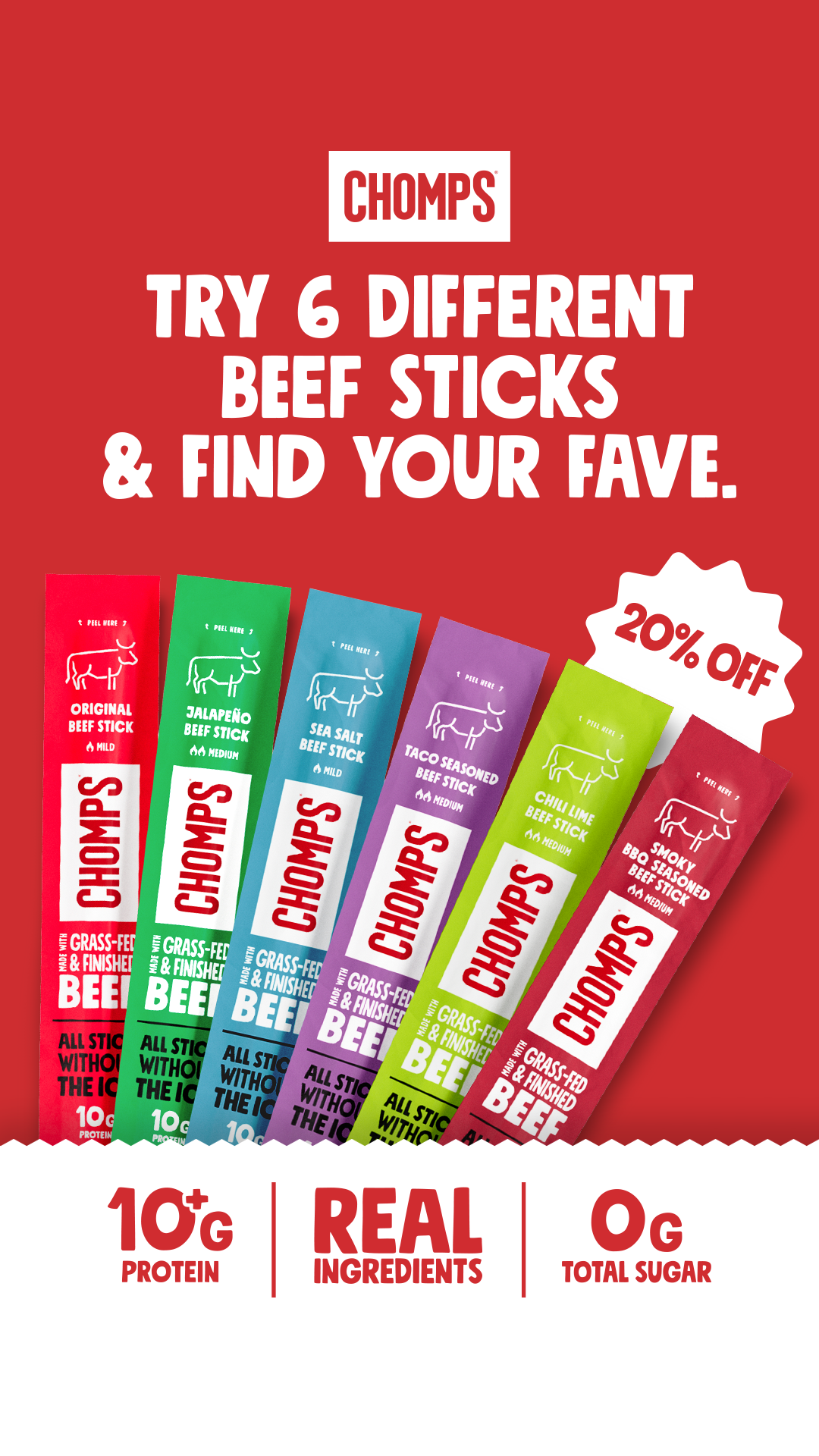 Looking for your new favorite protein snack? You can’t beat the Beef Trial Pack: Try 6 unique flavors that range from mild to spicy.