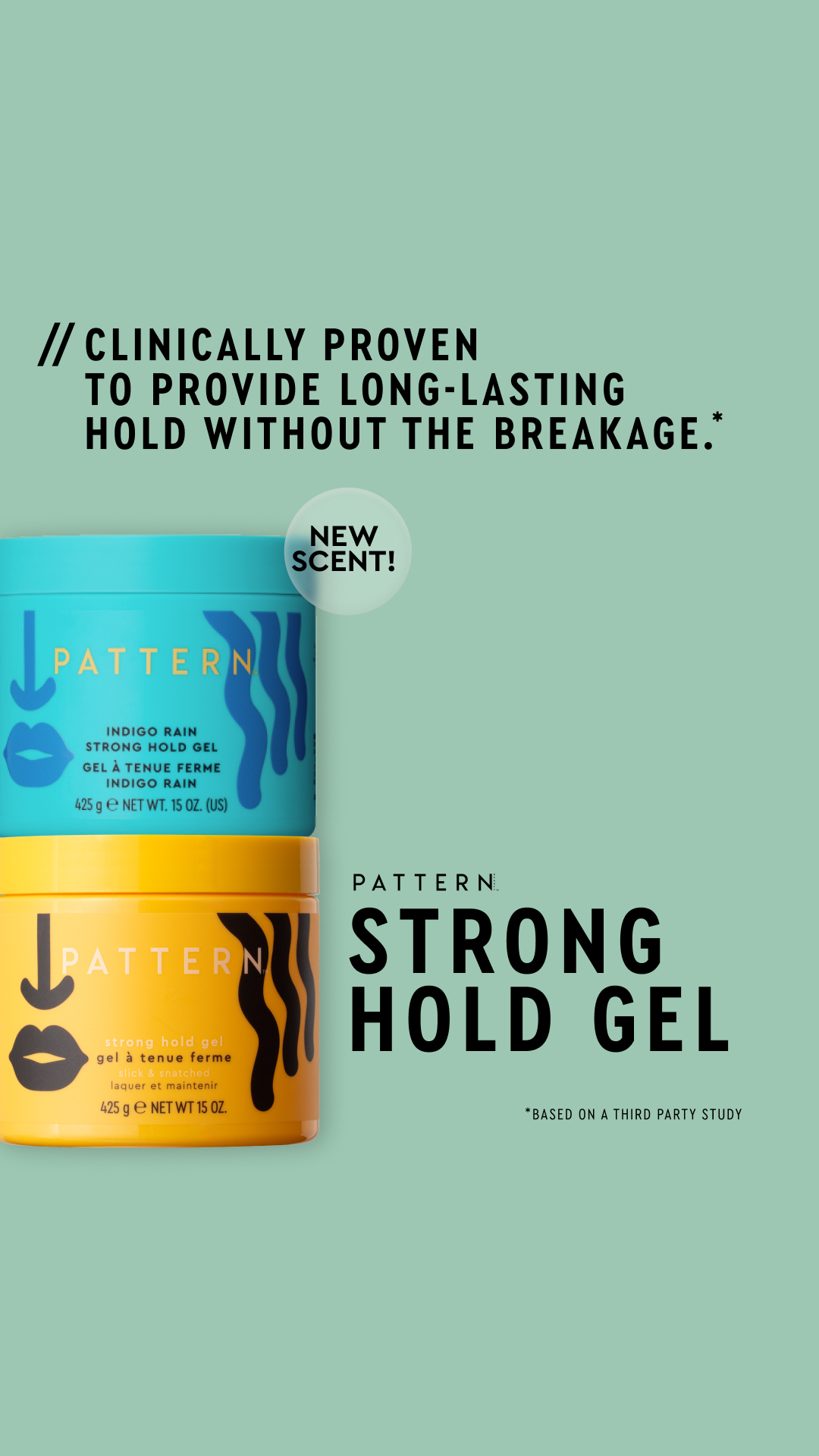 Long-lasting hold, freshly finished 💦 PATTERN Beauty's NEW Indigo Rain Strong Hold Gel delivers durable definition + control while leaving curls lightly scented with a clean, rain-inspired blend of Blue Chamomile, Orange