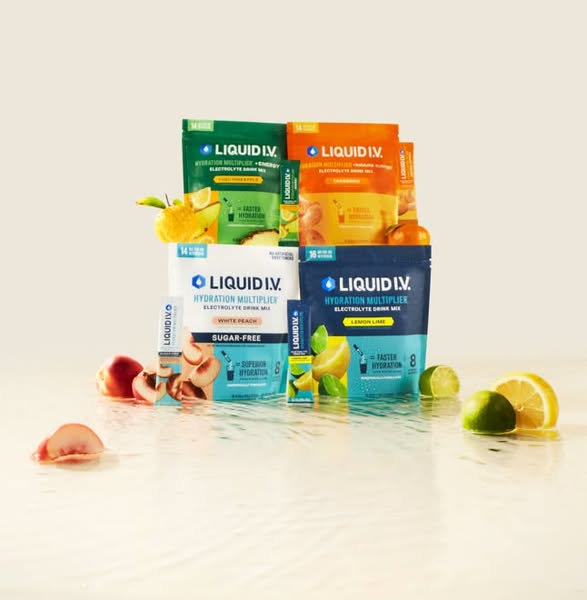 Liquid I.V. helps you hydrate faster than water alone.