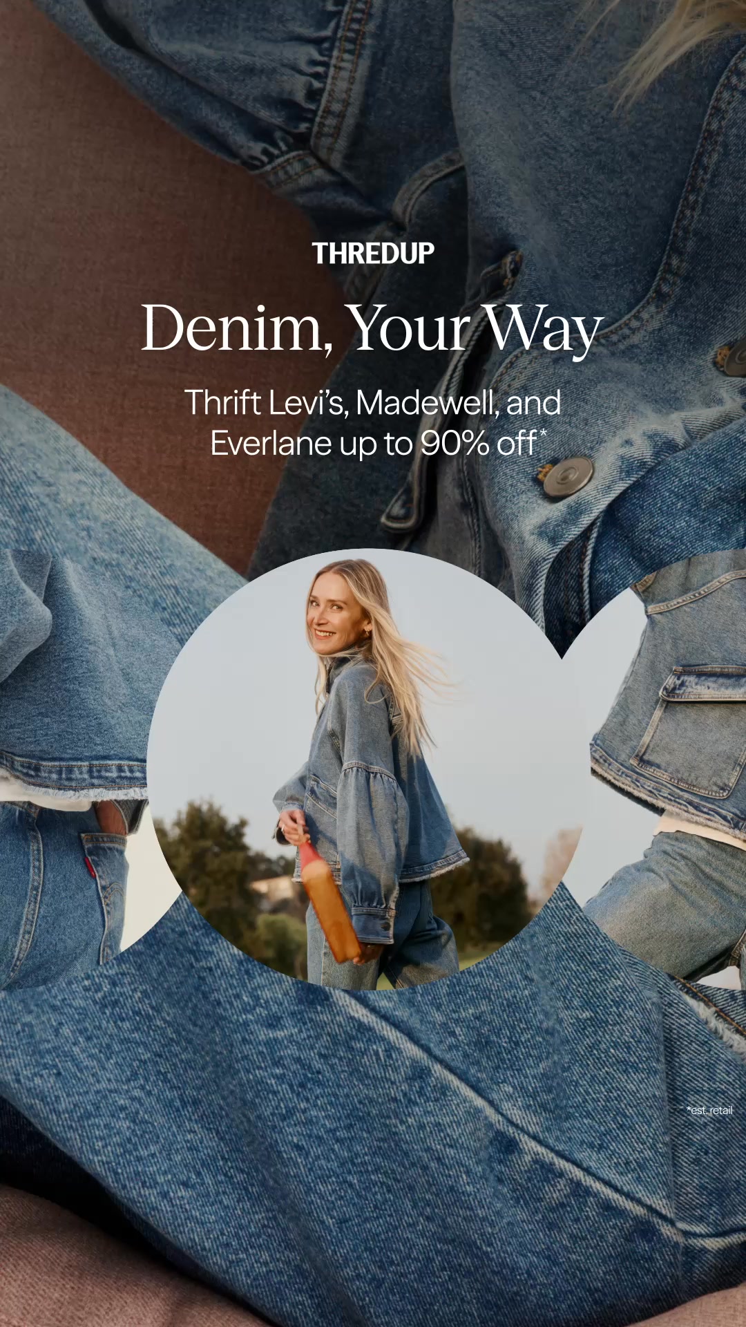Denim ‘fits, your way. Thrift straight, wide-leg, vintage, and everything in between.