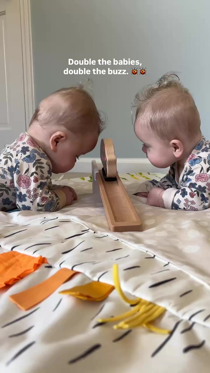 Double the babies, double the buzz. 🐞
These twins can’t look away from the Look at Me Ladybug. Now available in The Looker Kit.