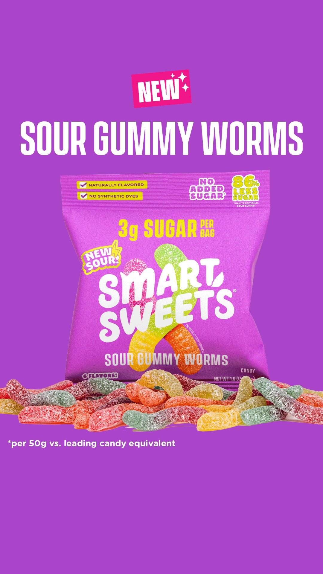 🚨NEW FLAVOR: Sour Gummy Worms just landed at Target! Bold, tangy flavor, with only 3g of sugar per bag, no synthetic dyes, and no artificial sweeteners.