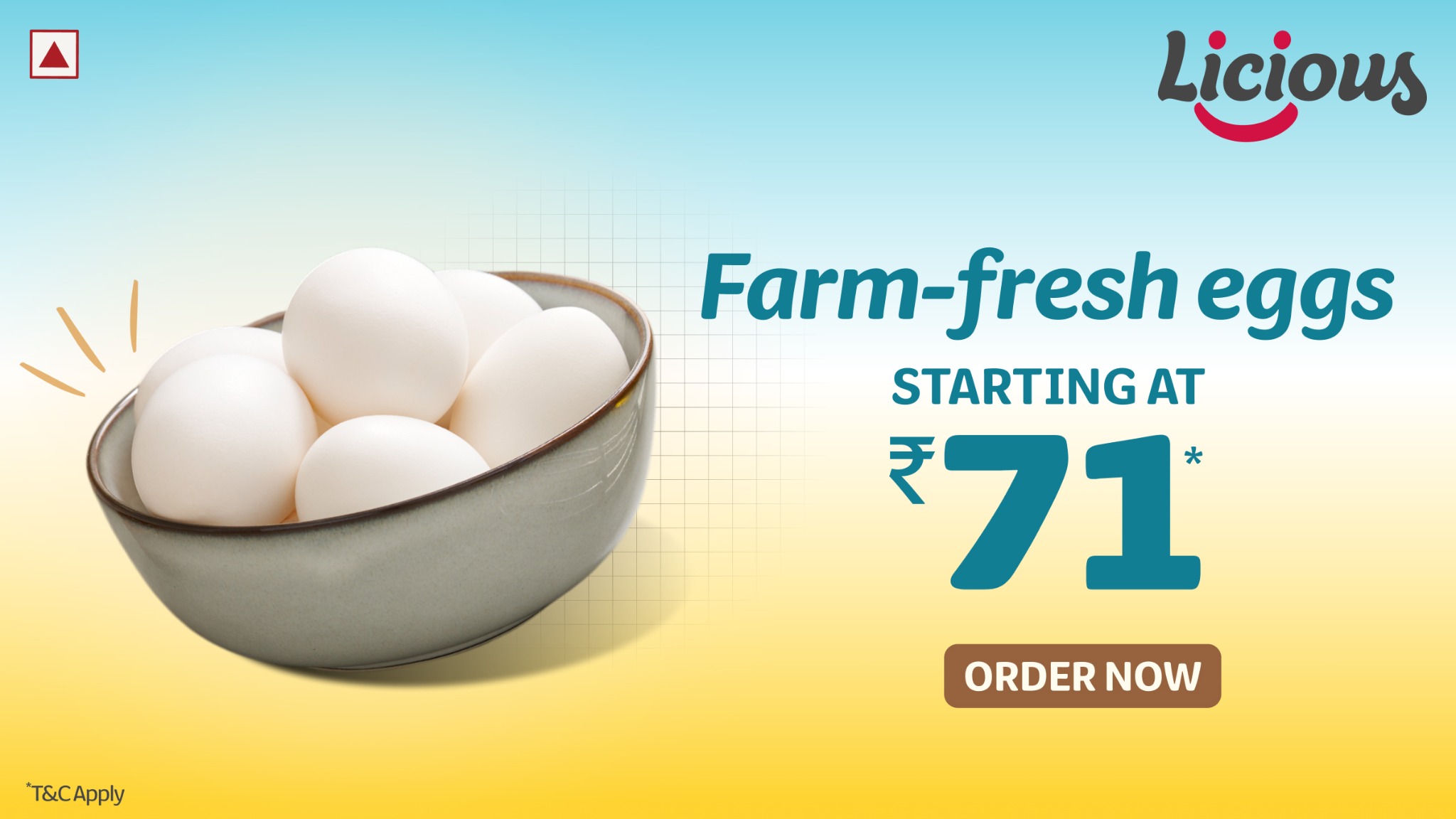 Farm-fresh eggs starting at just ₹71 🥚
Perfect for breakfast, baking & everyday protein.
Freshness you can trust — only on Licious.
👉 Order now.
