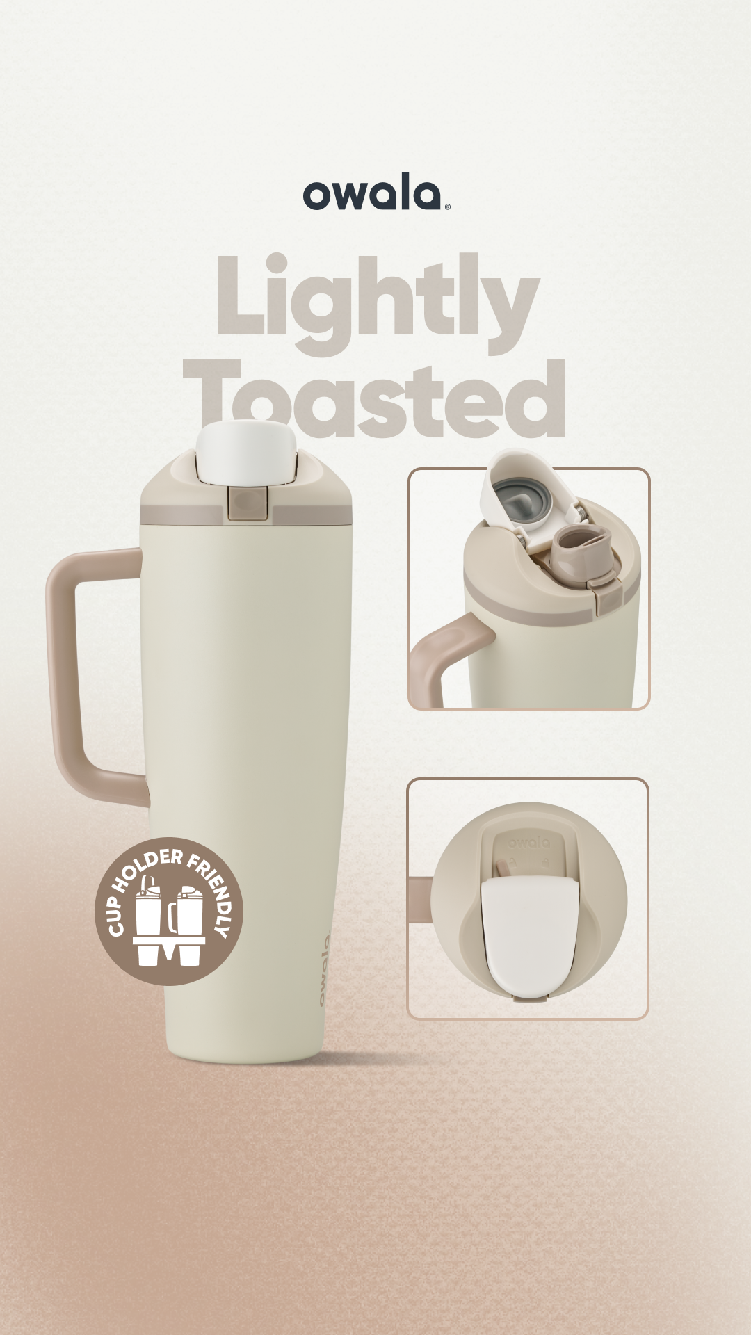 Fresh out of the toaster. Besides being the ultimate neutral, this FreeSip® Tumbler lets you sip or swig with our patented FreeSip® Spout. Plus, it's cupholder friendly—because we know you’ll want to take it everywhere.
