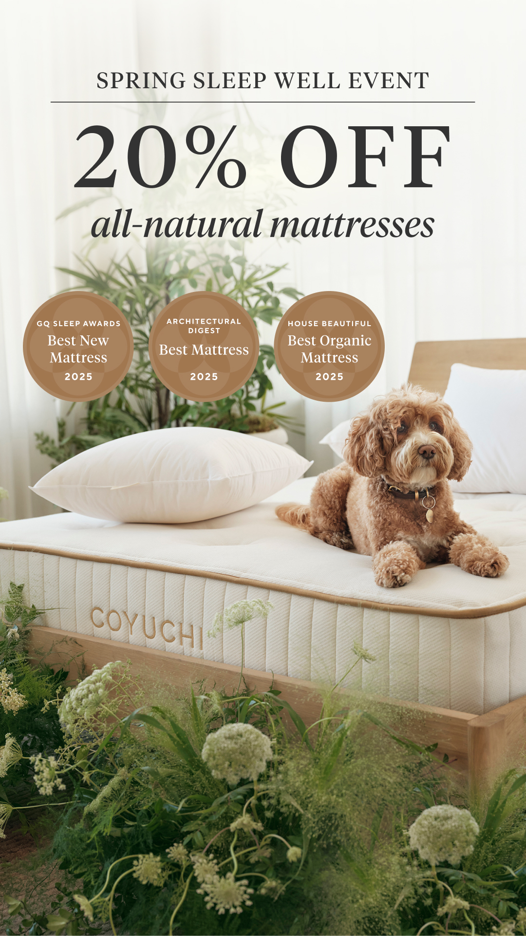 Your most restorative rest begins here. Save 20% on the organic mattress that's specifically designed for deeper sleep.