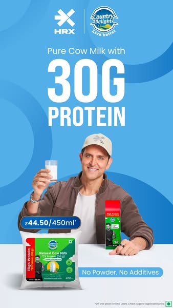 2X Protein from Milk? This is the easiest protein upgrade your pockets will thank you for!

Clean, simple, natural— switch to Country Delight-HRX High Protein Cow Milk and unlock FREE VIP Trial Offer for  new users.