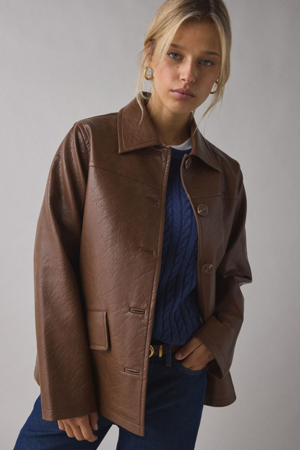 Sydney Oversized Vegan Leather Dad Jacket