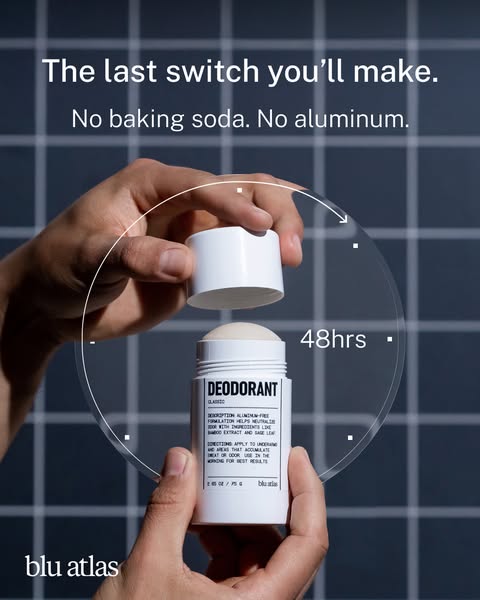 20,000+ men switched to Blu Atlas Deodorant. Here's why they stayed:
• 48-hour odor protection.
• Probiotics + zinc ricinoleate.
• No aluminum, no baking soda, no parabens.

Dermatologist-guided formula that works for ev