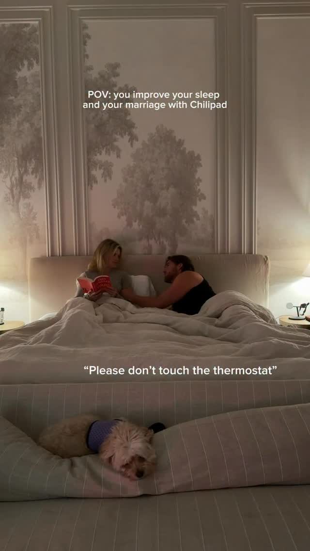 marriage is basically just one person freezing and the other overheating all night 😂🤍 safe to say the thermostat wars were getting VERY real until we found the Chilipad 2.0 and finally both got our perfect sleep temp 🙌 n