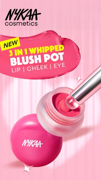Say hello to Nykaa Cosmetics newest launch 💖—the Whipped Blush Pot, a mousse-like blush that melts into skin for a soft, radiant glow. Lightweight, blendable & dreamy in every shade. Shop now at Nykaa!