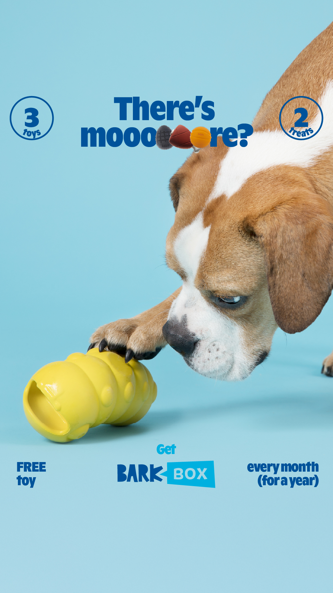 And you’re telling me there are MORE of these? Sign up for BarkBox and get a free toy every month for a year.