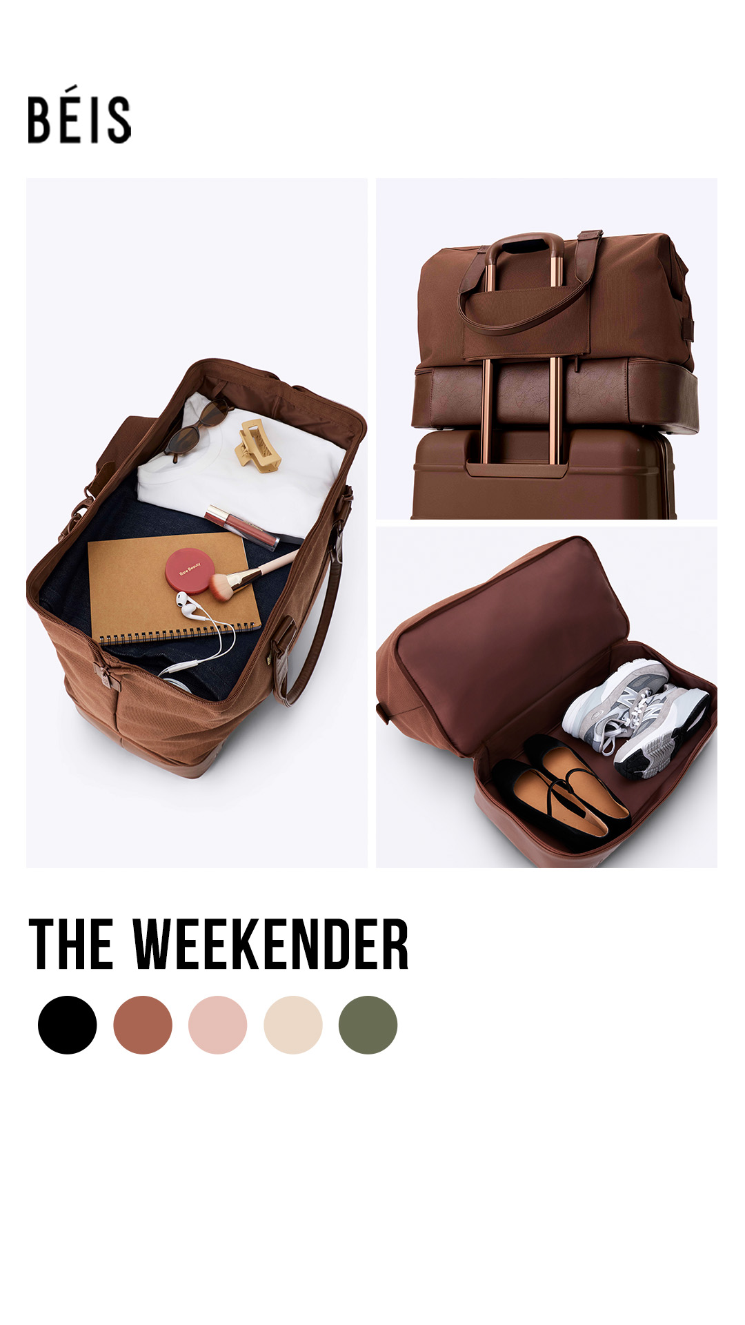 Bestselling weekender in every shade—designed to make packing easier and travel smoother.