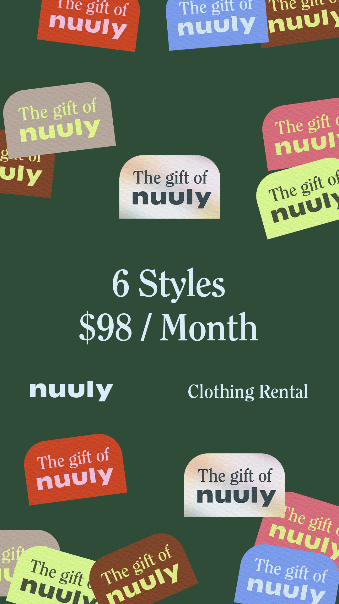 The gift that literally keeps on giving. Gift your friend $25-$1500 to spend at Nuuly + let them enjoy monthly newness