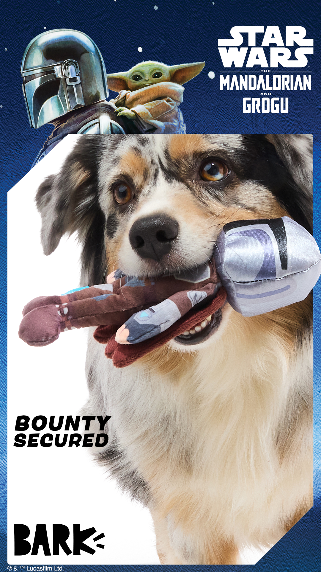 Patrol the galaxy with Star Wars™: The Mandalorian and Grogu themed BARK toys