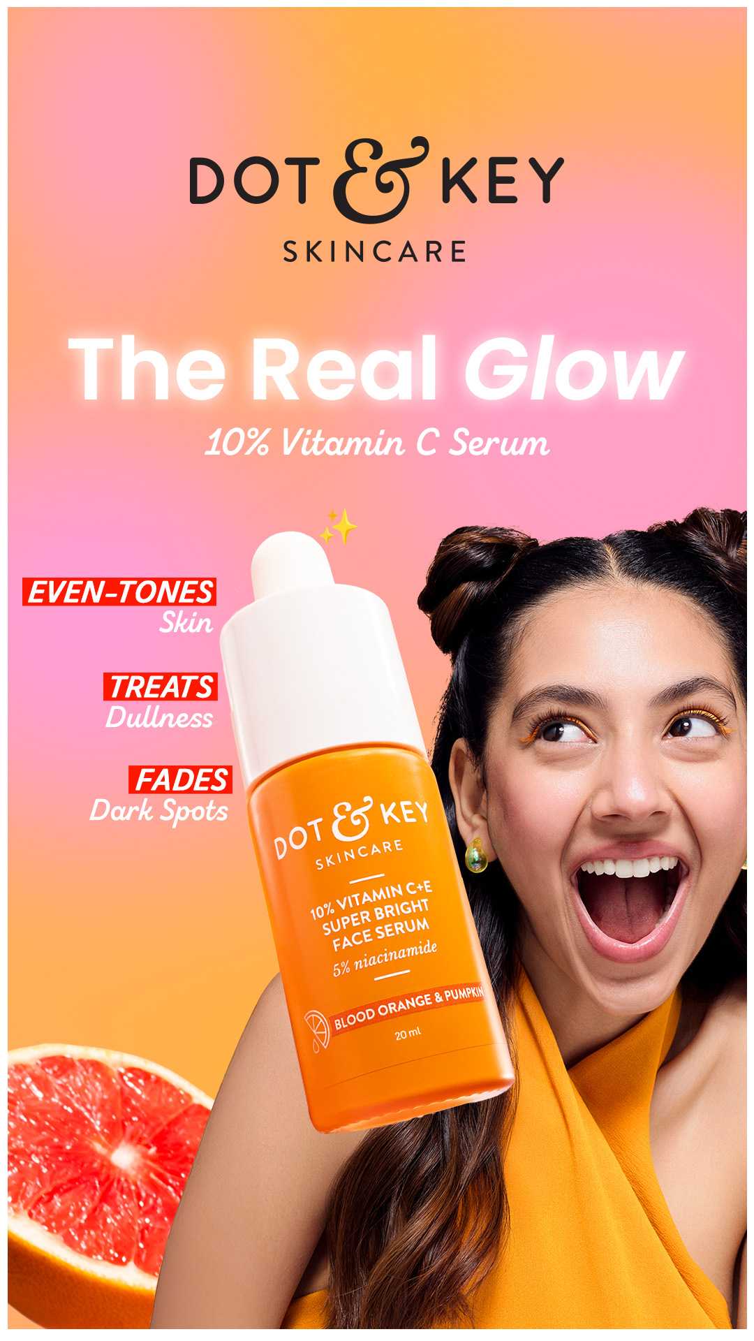 10% Vitamin C+E Face Serum with 5% Niacinamide
🍊91% felt serum dramatically improved skin brightness in just 4 weeks
🍊Treats dullness
🍊Fades dark spots

Why Dot & Key?
✅ Clinically Proven
✅ Dermatologically Tested
✅ No N