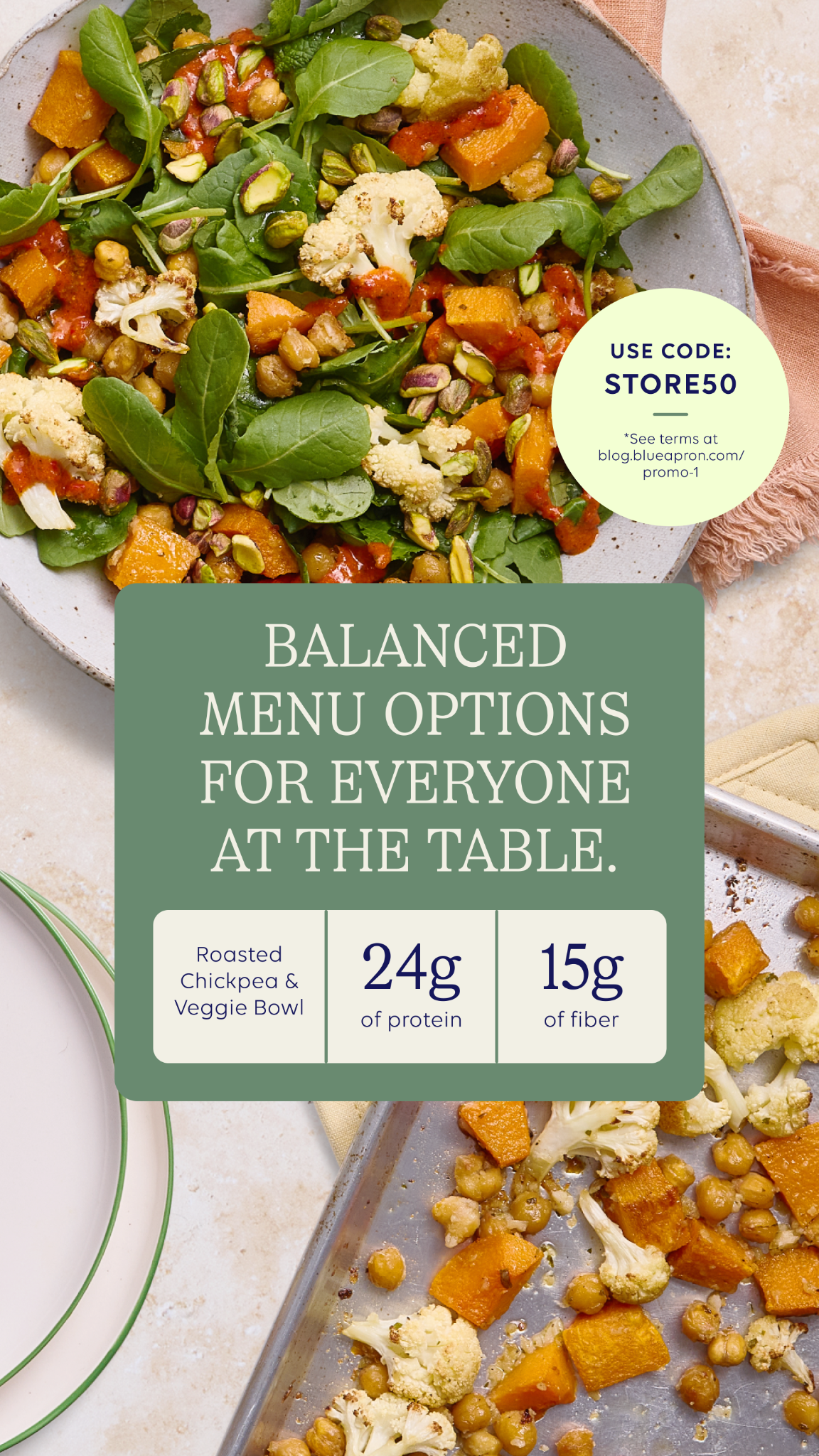 If you want dinners that check the box for “nutritionally balanced” meals and keep everyone at the table happy, we’ve got you. 

Every Blue Apron meal is crafted by chefs and informed by nutrition for balance, flavor, an