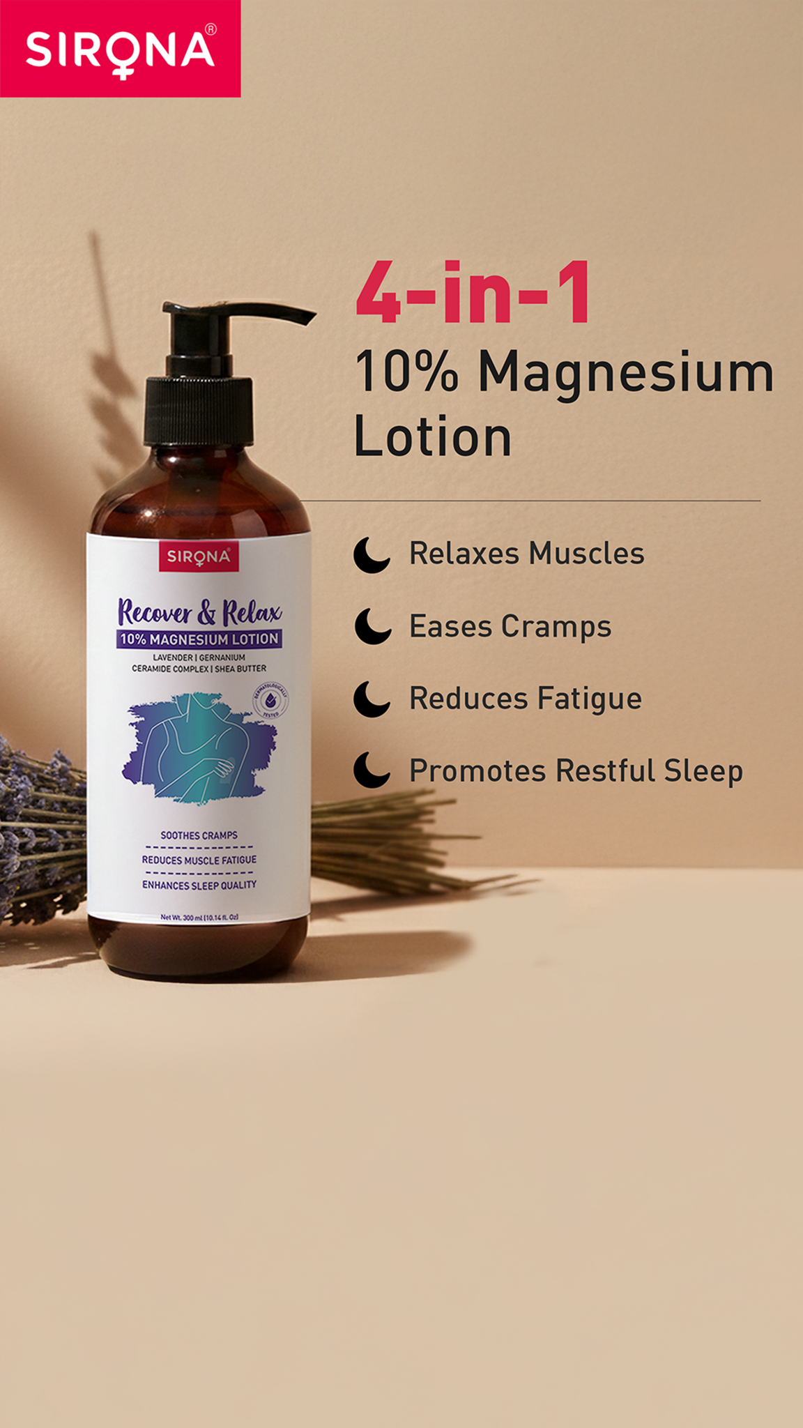 Why settle for a basic lotion when you can have a 4-in-1 recovery system? 🌟

Sirona 10% Magnesium Lotion is the smart choice for women who want more for their money.
✨ Cramp relief? Included.
✨ Muscle relaxation? Include