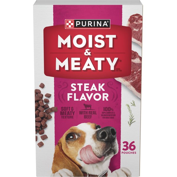 Moist & Meaty Steak Flavor Dry Dog Food, 6-oz pouch, case of 36