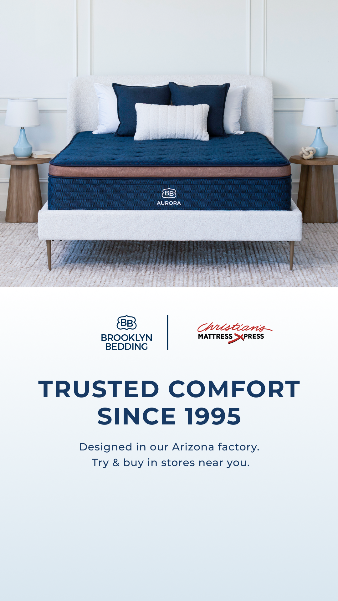 Try Brooklyn Bedding mattresses in-store at Christian’s Mattress Xpress! Visit a Central Valley or Central Coast showroom near you.