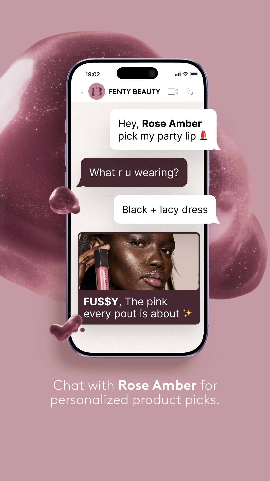 Chat with Rose Amber, Fenty Beauty's new virtual beauty advisor on WhatsApp, and discover your next new lip look 💄