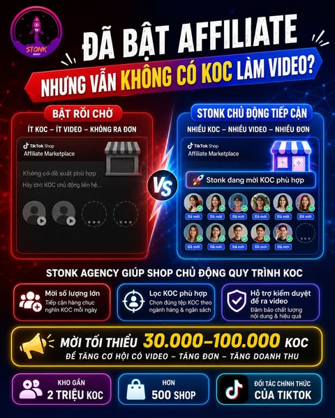 ĐÃ BẬT AFFILIATE NHƯNG VẪN KHÔNG CÓ KOC LÀM VIDEO?

Nhiều shop cho rằng chỉ cần bật chương trình Affiliate và thiết lập hoa hồng là KOC sẽ tự tìm đến.

Nhưng thực tế, mỗi ngày nhà sáng tạo có thể nhìn thấy rất nhiều sản 