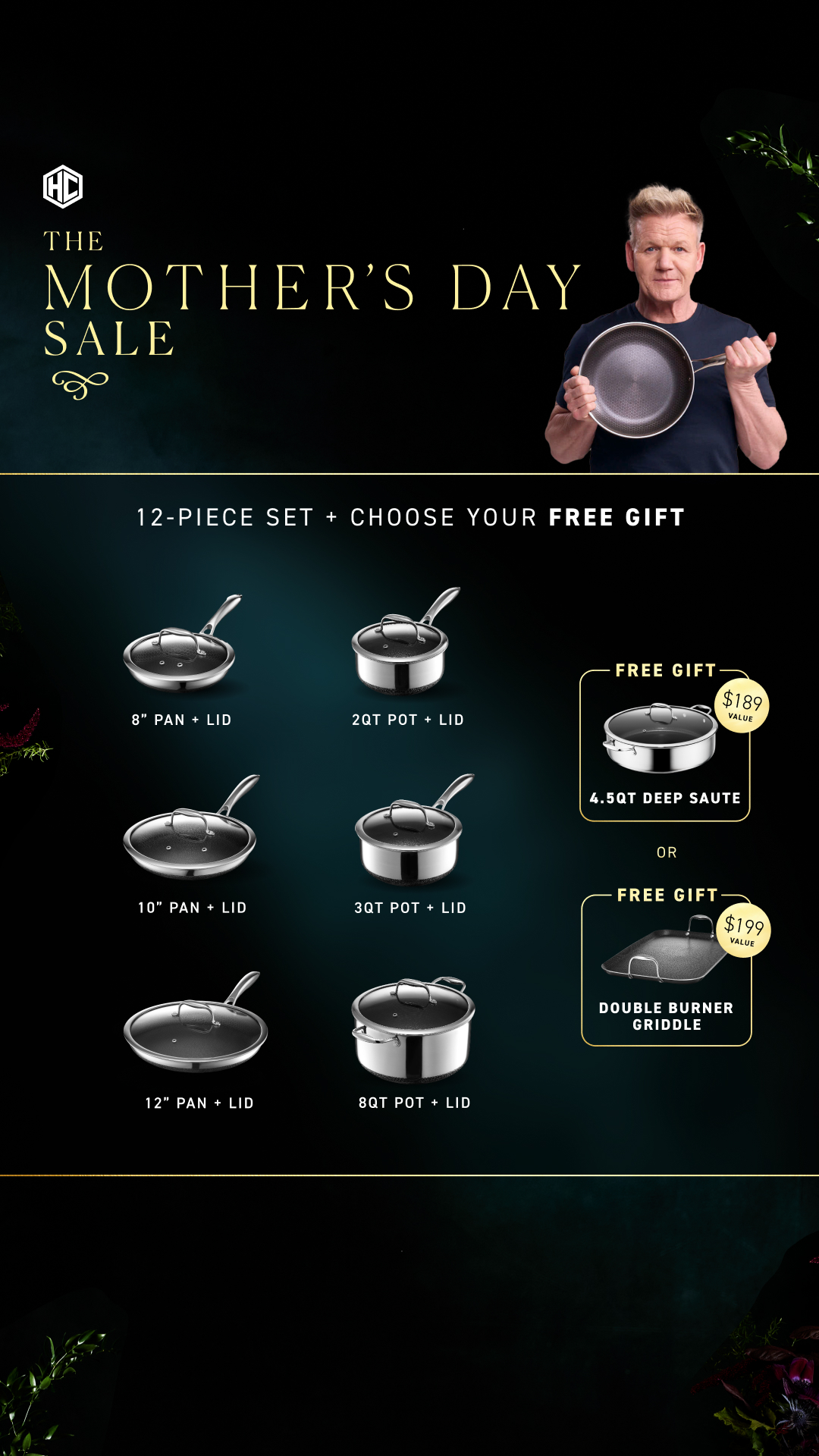 Mother’s Day is your chance to give her something worthy of the kitchen she’s mastered. 

Get up to 42% OFF our bestselling 12-Piece Pots and Pans Set with a FREE gift valued at up to $199.

✔️ Nonstick for Easy Cleaning
