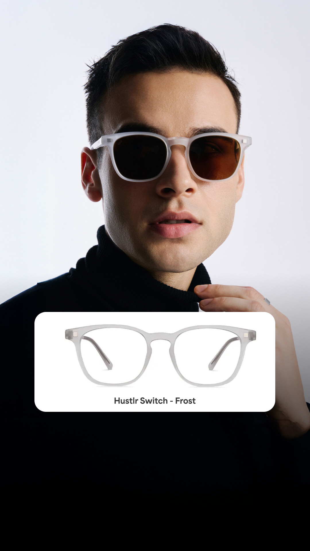 Why choose one when you can have both? 
Hustlr Switch lets you go from clear vision to sun-ready style in a snap with easy clip-ons. Sleek, versatile eyewear made to keep up with your everyday hustle. 
Switch smart. Swit